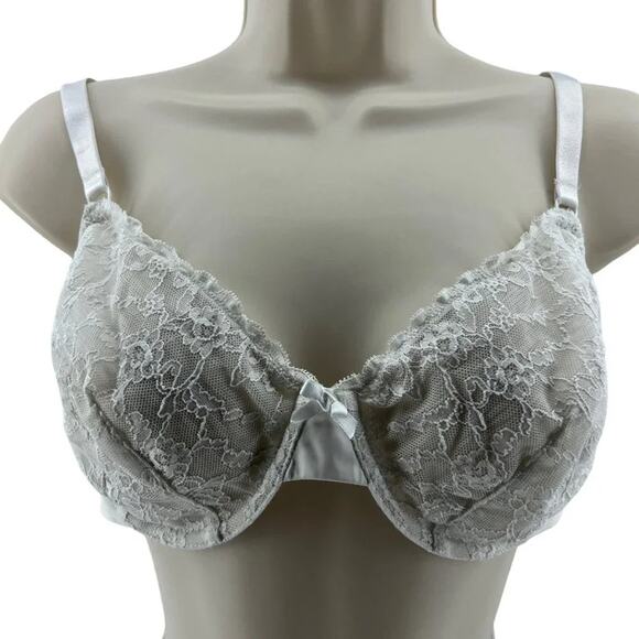 Victoria Secret White Unlined Demi Lace Underwire Bra Size 38D - Picture 1 of 7